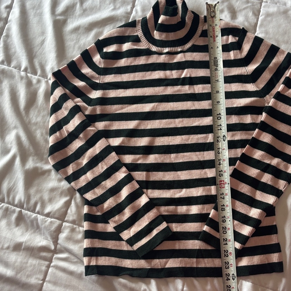 Tory Sport green and Pink Striped Turtleneck Sweater